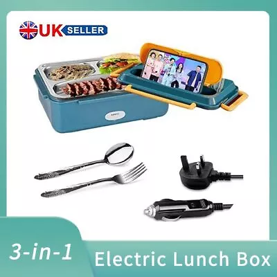 Portable Food Warmer Heated 3-in-1 Electric Lunch Box For Work And Car Truck UK • £19.69