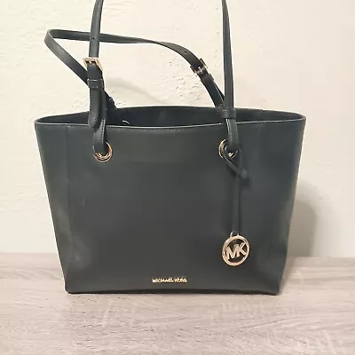 Nwt Michael Kors Jet Set Travel Black Leather Padded Laptop Tote Bag • $108