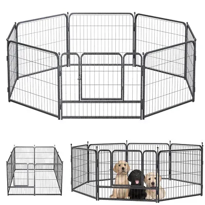 8 Panel Heavy Duty Pet Playpen Cage For Dog Rabbit Metal Run Fence Enclosure • £37.71