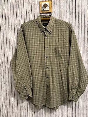 Van Heusen Shirt Mens Medium 15–15.5 Wrinkle Free Brown Plaid (T1460i) • $12.99