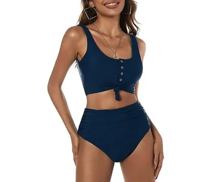 ZAFUL Bikini Set Women's {Size 6} High Waisted/Scoop Neck/Snap Buttons • $18