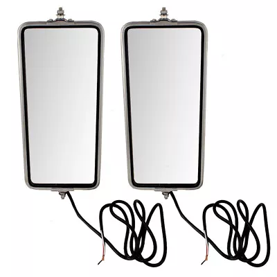 $67.90 • Buy Universal West Coast Truck Pair Of Stainless Steel Side Mirror Head Heater Light