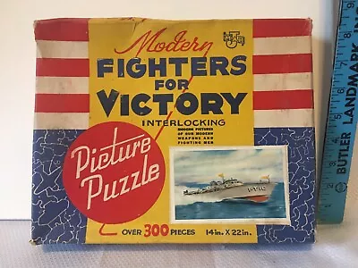 Vtg 1940's Jmar Picture Puzzle 14  X 22  Modern Fighters For Victory WWII Era • $14.99