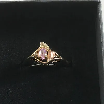 Black Hills Gold 10K Ring ~ W/Small Diamond & Pink Sapphire ~ Size 8.5 ~ 2.08g • $149.95