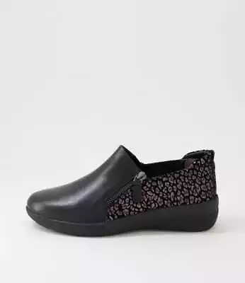 New Ziera Nixxie W Black Pewter Leopard Leather Flat Shoes Womens Shoes Casual • $99
