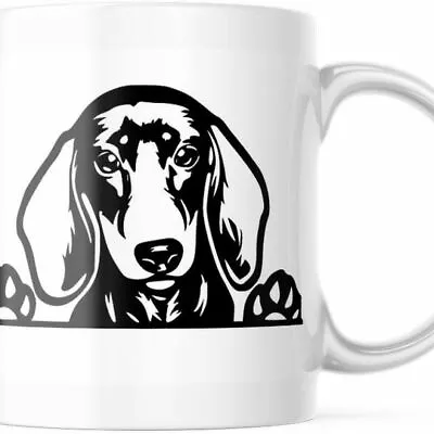 Adorable Dachshund Face Coffee Mug 11 OZ White Weiner Cup M762 • $14.99