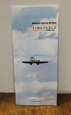 Midwest Express Airlines Timetable Brochure Effective October 11993 Vintage  • $9.99