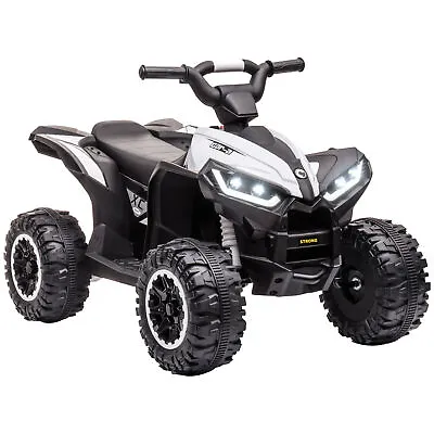 HOMCOM 12V Electric Quad Bikes For Kids Ride On Car ATV Toy For 3-5 Years White • £128.99