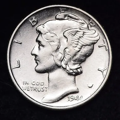 1944 Mercury Silver Dime AU FREE SHIPPING  • $8.01