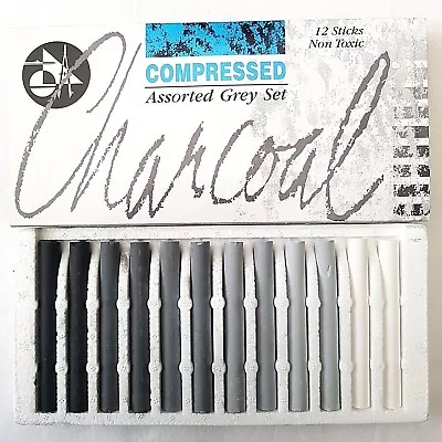 12 Set Jakar Compressed Charcoal Black Grey & White Artist Pastels Sketching Art • £7.20