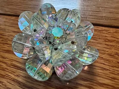 Vtg Signed VENDOME Aurora Borealis Crazy Sparkle Flower Brooch Pin RARE • $99.99
