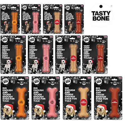 £4.99 • Buy Tasty Bone Festive Dog Nylon Chew Toy Bones Christmas Gift 3 Sizes 4 Flavours