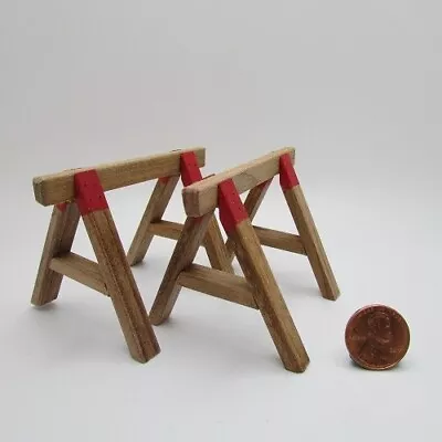 Dollhouse Miniature Wood Saw Horse Set Of 2 STT777 • $15.29
