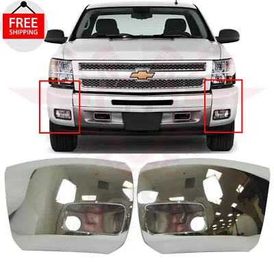 New Front Bumper End Chrome W/Fog Hole Left & Right For 2007-2013 Silverado 1500 • $400.05