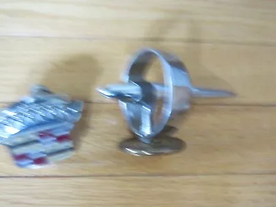 Lot Vintage All Chrome Cadillac Emblem And Universal Torpedo Car Hood Ornament • $80