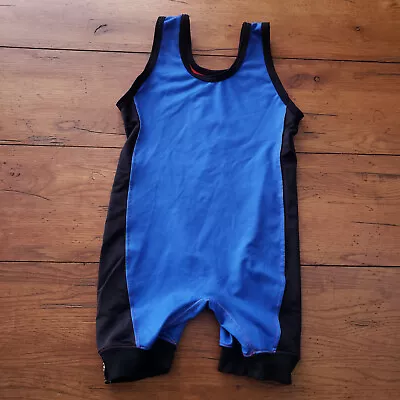 Vintage Matman Wrestling Singlet Adult XXXXS 4XS Blue Black Miner Elite • $26.95