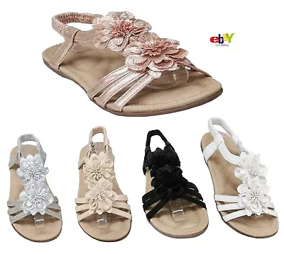 £8.95 • Buy Women's Flat Strappy Wedge Summer Sandals Ladies Evening Party Dress Shoes Size