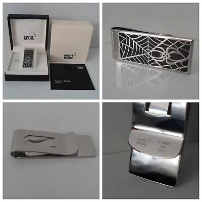 Montblanc Money Clip - Spider & Web Motif Stainless Steel Lacquer 114709 NEW! • $139.99