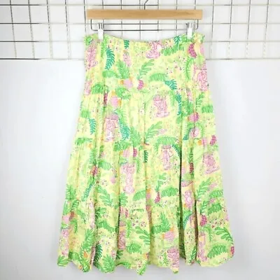 Lilly Pulitzer Womens Skirt Medium White Label Floral Midi Tiered Vintage • $29