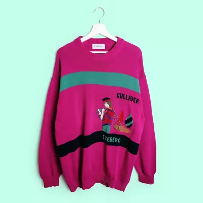 ICEBERG Vintage 90's Gulliver Sweater Cotton Pink Retro - Size XXL / 6 • $158