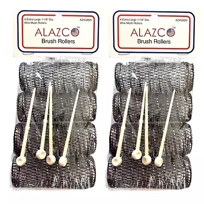 8 Pc Vintage Style Hair Rollers Xlarge BRUSH ROLLERS & 8 PINS (8 XL Rollers) • $17.32