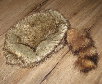 FAKE Raccoon Tail HAT Faux Fur | Soft Fabric Costume Cap • $15