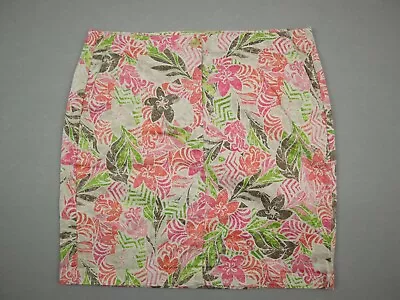 J. Jill Skirt Women 10 Pink Floral Live-in Chino Mid Rise Pockets Stretch Cotton • $14.99