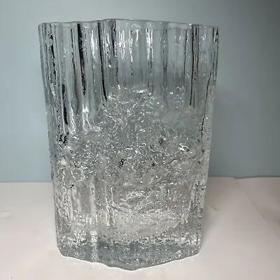 Vintage Finnish Iittala Pinus Tapio Wirkkala Art Glass Vase 9in Signed TW Chip • £77.14