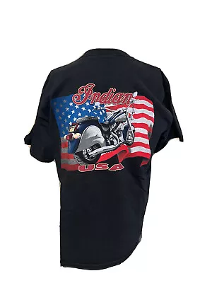 Vintage Indian Motorcycle USA Flag Styled Black Shirt Size Large Men’s • $32.50