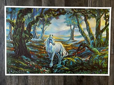 UNICORN'S KINGDOM Vintage Poster 1981 Unicorn Horse Barn Equestrian Art Décor • $49