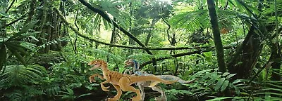 Jurassic Park World Mattel Velociraptor Dinosaur Toy Figure Diorama Backdrop #1 • $25.99