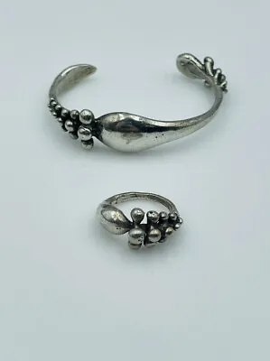 Carl Tasha Vintage Hand Made Modernist Sterling Silver Bracelet & Ring Set • $599