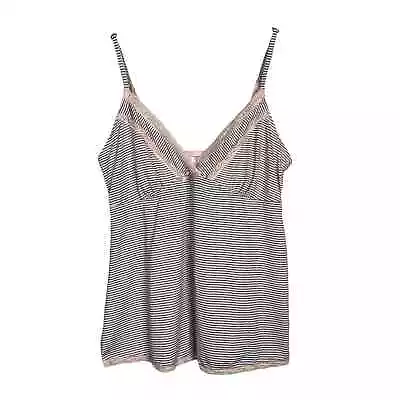 Marilyn Monroe Intimates Lace Trim Striped V-Neck Cami Tank Purple Pink L Large • $15.99