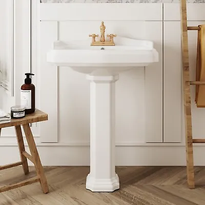 DeerValley  26 3/4 In. Tall White Ceramc Rectangular Pedestal Bathroom Sink • $216