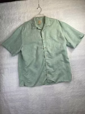 Jos. A. Bank Men's XL Hawaiian Shirt Green Cuban Collar Short Sleeve Button Up • $14.97