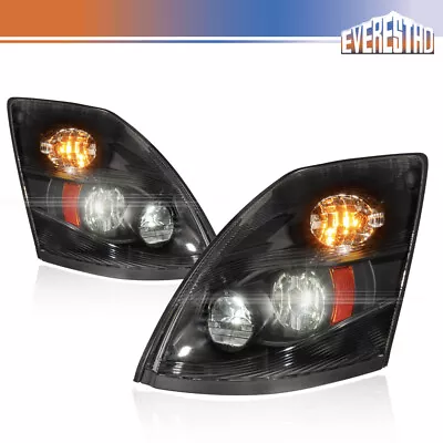 Fit For Volvo VNL 2004-2018 Truck Headlamp Assembly LED Black Design Pair Set • $560.49