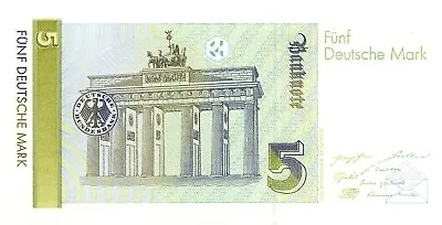 Germany  5  Deutsche Mark   1.8.1991  Series  D - D9  Uncirculated Banknote TX9 • $15