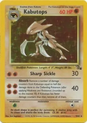 Pokémon TCG - Kabutops - 9/62 - Holo Unlimited - Fossil Unlimited [Near Mint] • $28.99