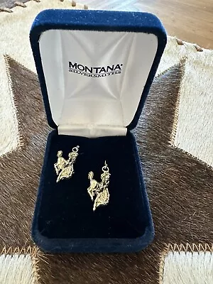 Montana Silversmith Silver Cowboy Western Cowgirl Bucking Horse Earrings NEW • $14.99