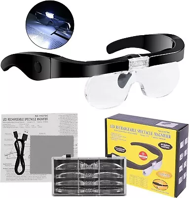 Headband LED Magnifier With Light Rechargeable Glasses For Close Work • $18