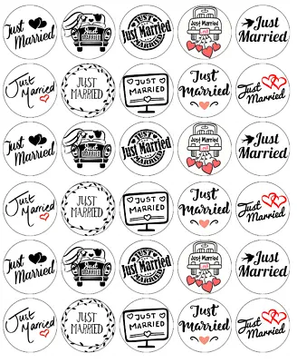 30x Wedding Just Married Cupcake Toppers Edible Wafer Paper Fairy Cake Toppers • £2.59