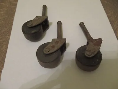 $6 • Buy 3 Vintage Casters 5/8  Wooden Wheels 3  Tall