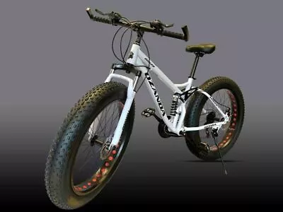 26  X 4.0 Fat Tire Bicycle Beach Mountain Bike Full Suspension 21 Speed White • $589