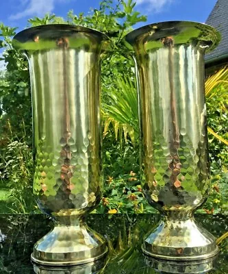Pair Of Brass Shells Trench Art Ww11 1944 Military Memorabilia Vase Rare Design • £124.99
