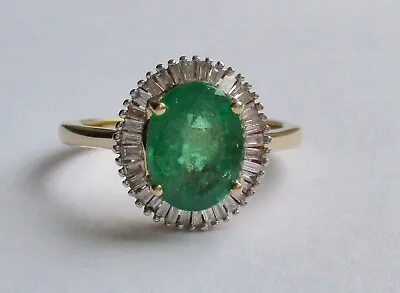 £950 • Buy Iliana 18ct Gold Emerald & Diamond Halo Engagement Ring Size N 1/2 Yellow Gold