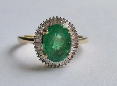 £950 • Buy Iliana 18ct Gold Emerald & Diamond Halo Engagement Ring Size N 1/2 Yellow Gold