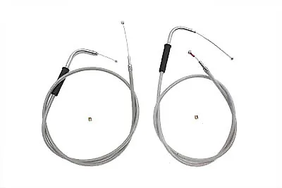 42  Stainless Steel Throttle And Idle Cable Set For Harley Davidson By V-Twin • $55.46