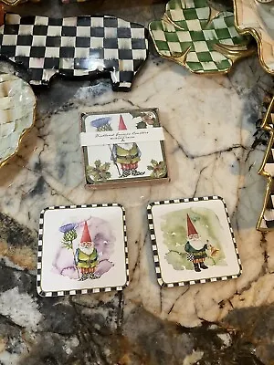 NIP Mackenzie-Childs GNOME CHRISTMAS Cork Back Coaster (Set Of 4). • $28