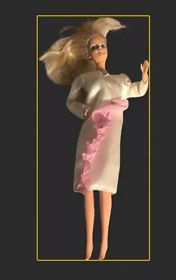 1966 Vintage Barbie Doll No 4  In Long Cream Dinner Dress Doll Pink Dress Reduce • $85.68