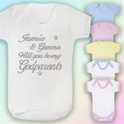 £7.25 • Buy Will You Be My Godparents  Personalised Embroidered Baby Vest Gift Godmother
